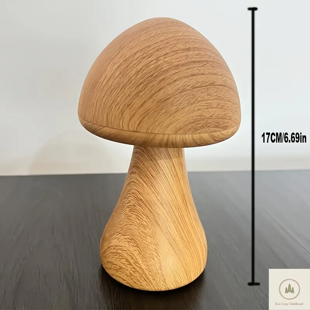 Wooden Mushroom Night Light with LED – Cozy Nursery Lamp