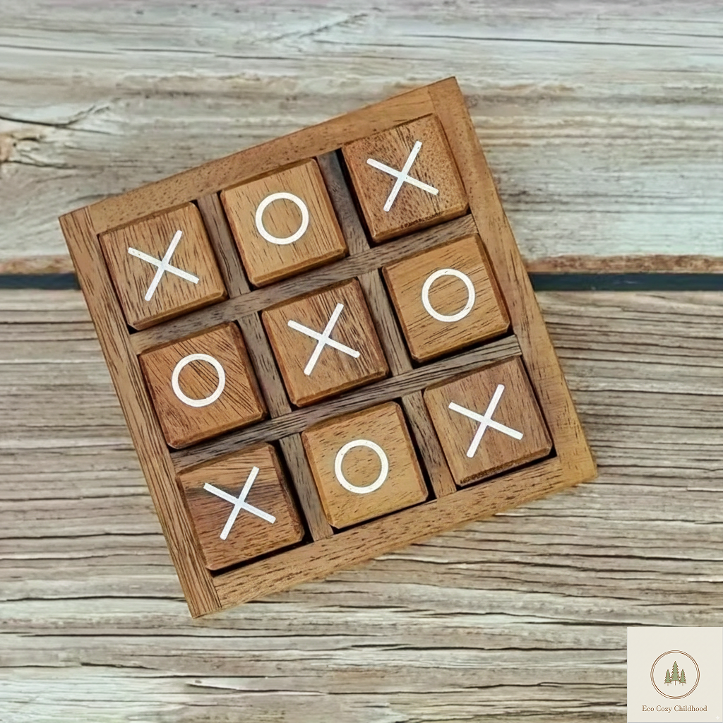 Wooden Tic-Tac-Toe Game – Classic Educational Board Game
