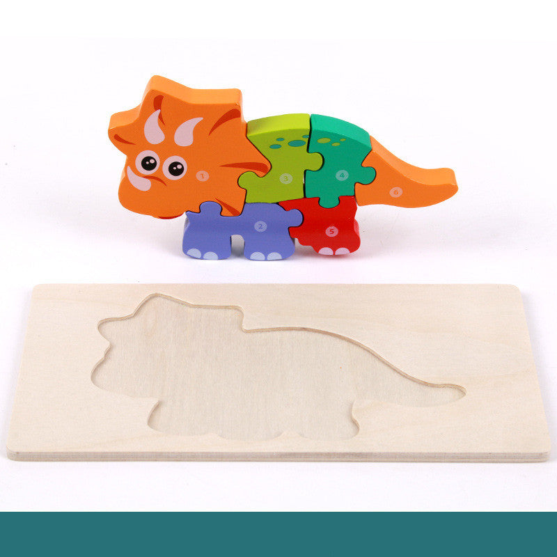 3D Montessori Wooden Dinosaur Puzzle – Educational STEM Toy