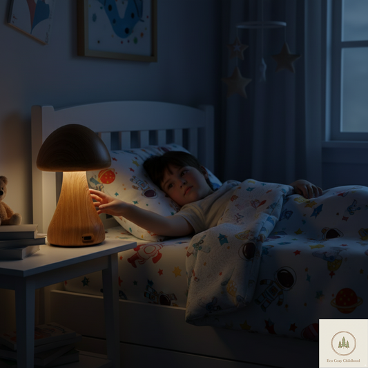 Wooden Mushroom Night Light with LED – Cozy Nursery Lamp