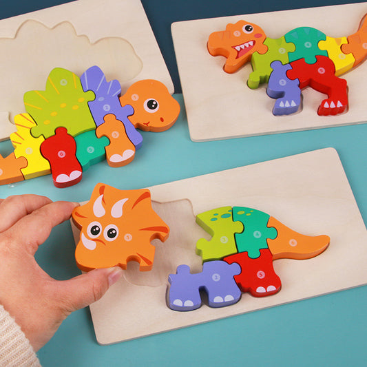 3D Montessori Wooden Dinosaur Puzzle – Educational STEM Toy