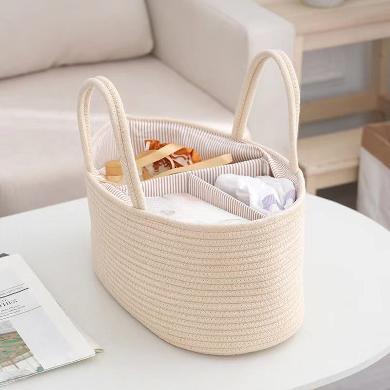 Eco-Cotton Rope Diaper Caddy & Nursery Storage Basket