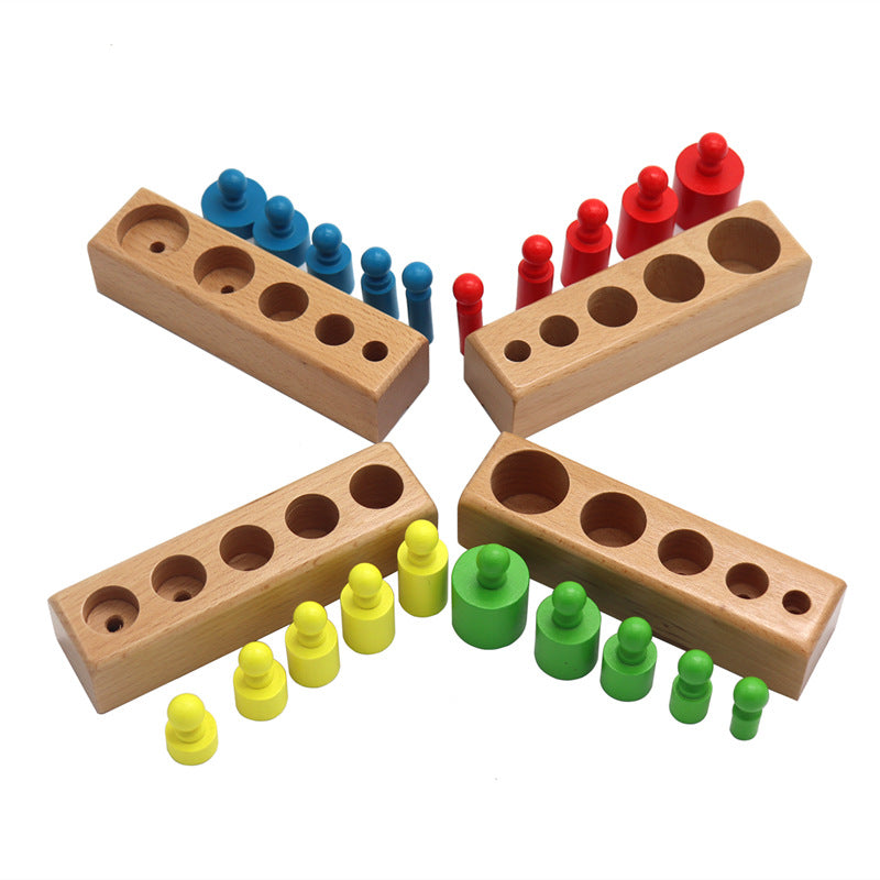 Montessori Sensory Cylinder Blocks – Early Learning Size & Dimension Set