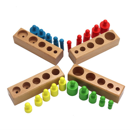 Montessori Sensory Cylinder Blocks – Early Learning Size & Dimension Set