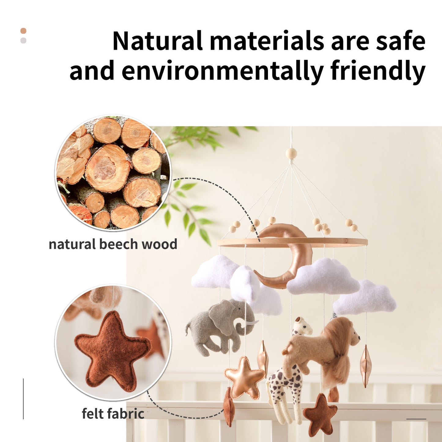 Woodland Forest Animal Crib Mobile – Felt Nursery Ceiling Decor