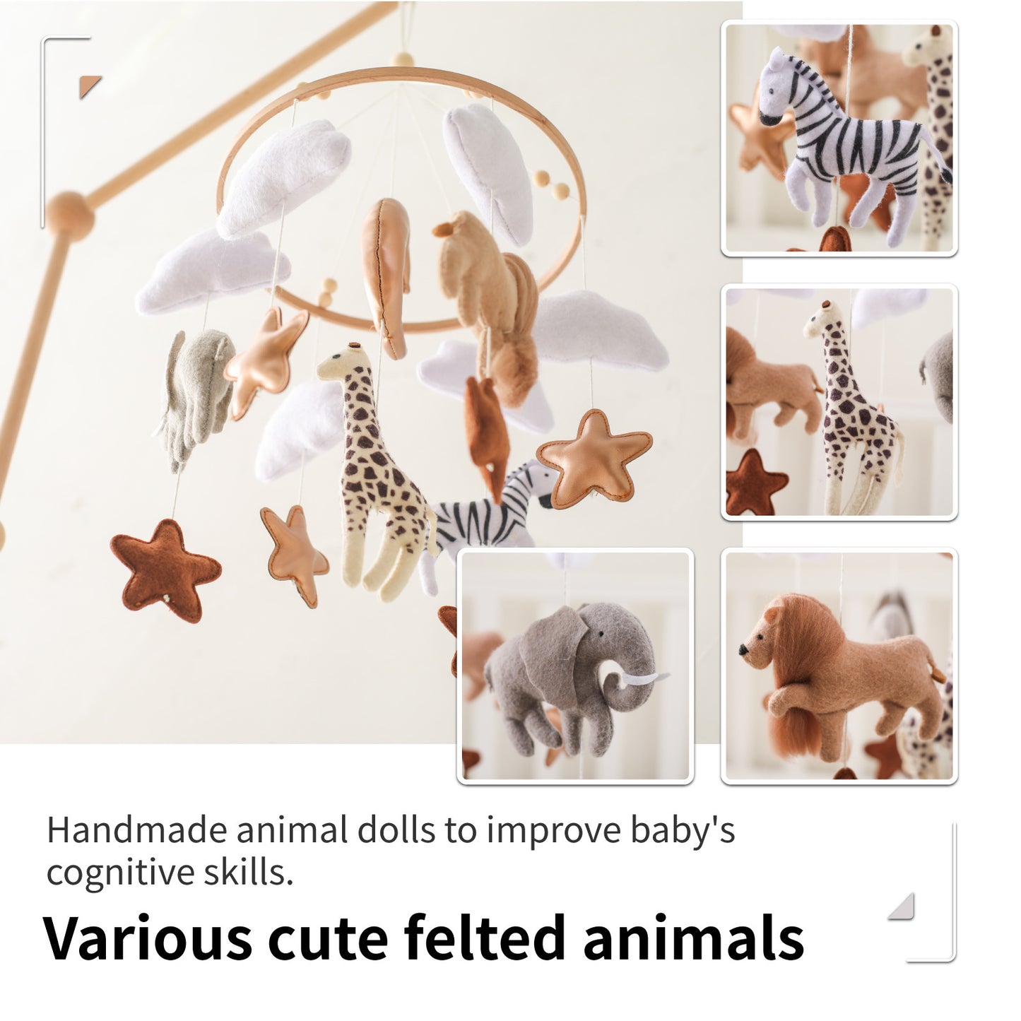 Woodland Forest Animal Crib Mobile – Felt Nursery Ceiling Decor