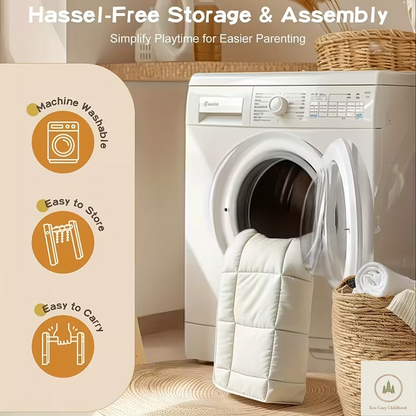 Eco-Friendly Wooden Baby Play Gym with 3 Hanging Toys – Foldable Developmental Activity Center for Newborns