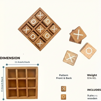 Wooden Tic-Tac-Toe Game – Classic Educational Board Game