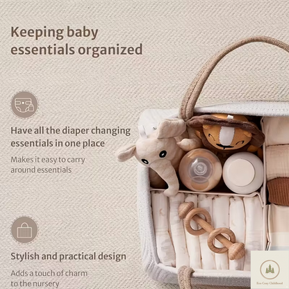 Cotton Rope Diaper Caddy Organizer – Large Earthy Rainbow Storage Basket for Baby Nursery