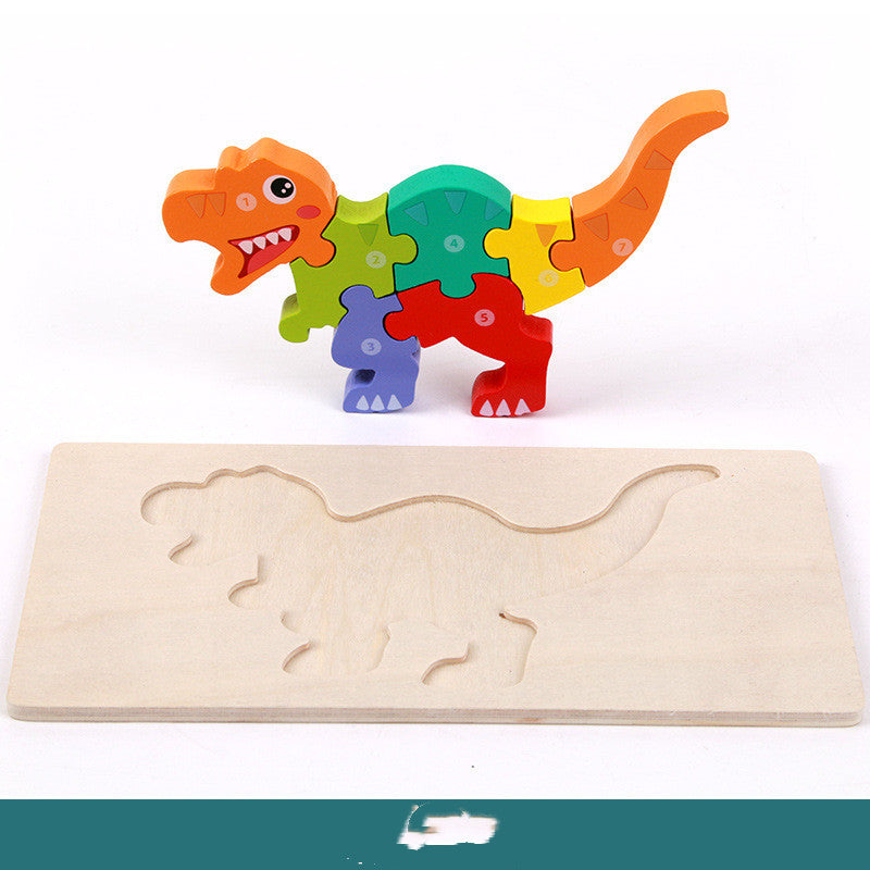3D Montessori Wooden Dinosaur Puzzle – Educational STEM Toy