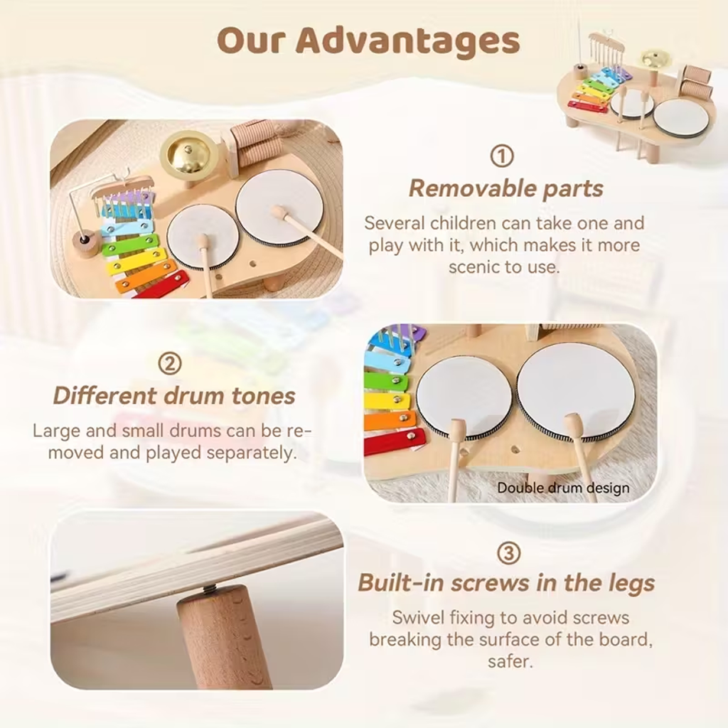 Wooden Kids Music Table – Sensory & Musical Toys for Toddlers