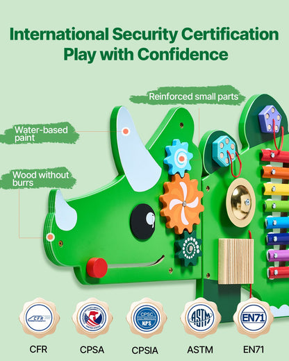 Giant 5-Piece Dinosaur Sensory Wall – 11-in-1 Montessori Activity Center