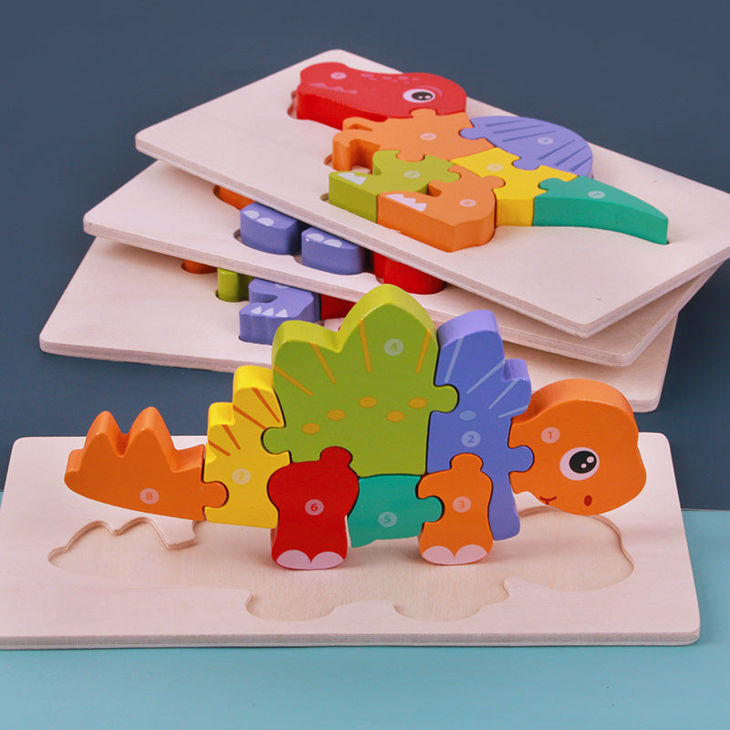 3D Montessori Wooden Dinosaur Puzzle – Educational STEM Toy