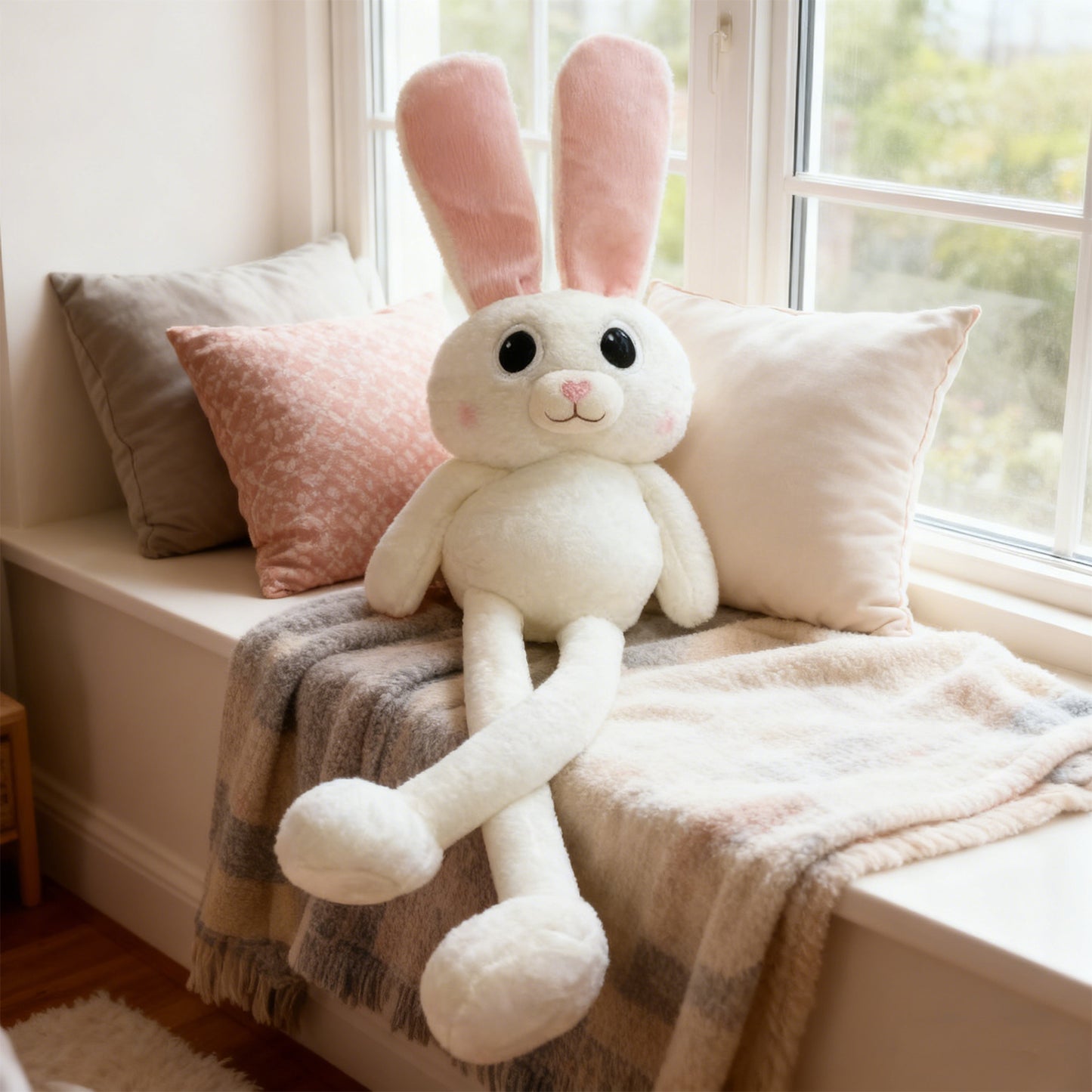Long-Eared Snuggle Bunny – Ultra-Soft Plush Toy & Nursery Pillow (95cm)