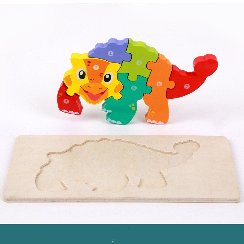 3D Montessori Wooden Dinosaur Puzzle – Educational STEM Toy