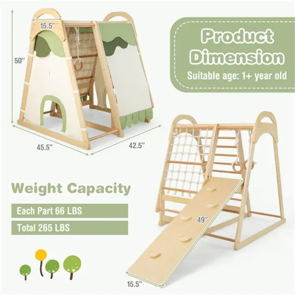 6-in-1 Montessori Wooden Jungle Gym – Indoor Adventure Playset