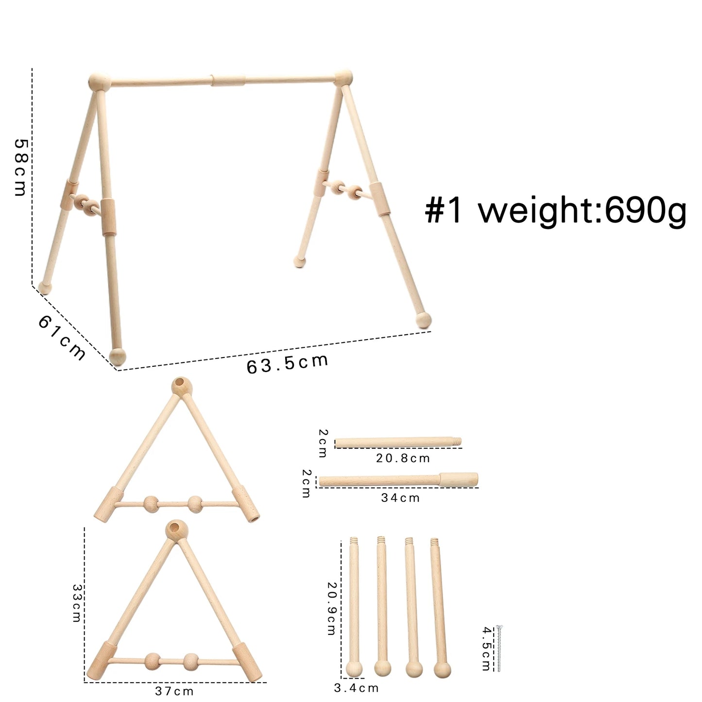 EcoCozy Wooden Gym Bracket play gym frame