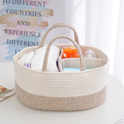 Eco-Cotton Rope Diaper Caddy & Nursery Storage Basket