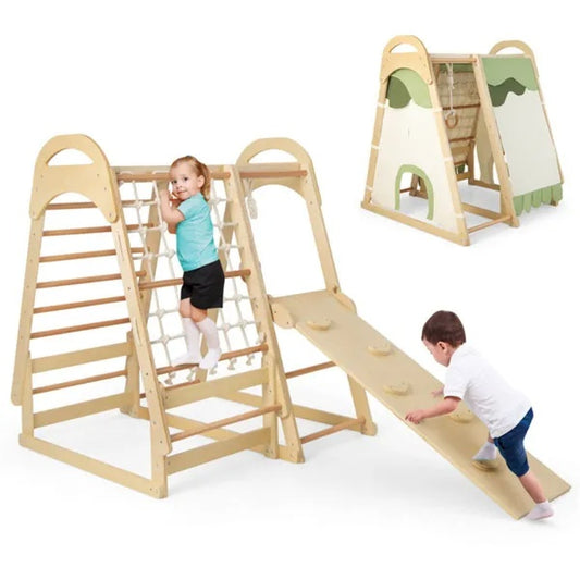 6-in-1 Montessori Wooden Jungle Gym – Indoor Adventure Playset
