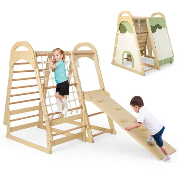 6-in-1 Montessori Wooden Jungle Gym – Indoor Adventure Playset