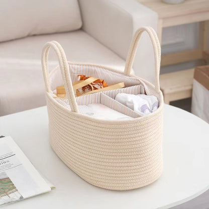 Eco-Cotton Rope Diaper Caddy & Nursery Storage Basket