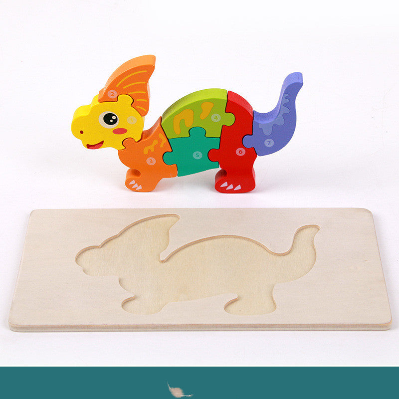 3D Montessori Wooden Dinosaur Puzzle – Educational STEM Toy