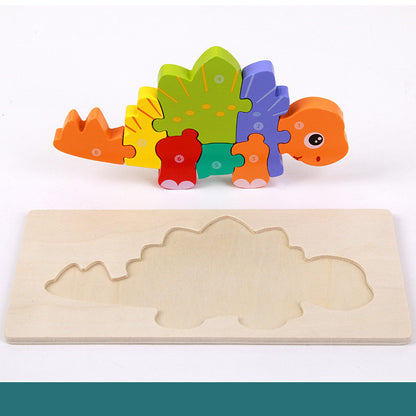 3D Montessori Wooden Dinosaur Puzzle – Educational STEM Toy