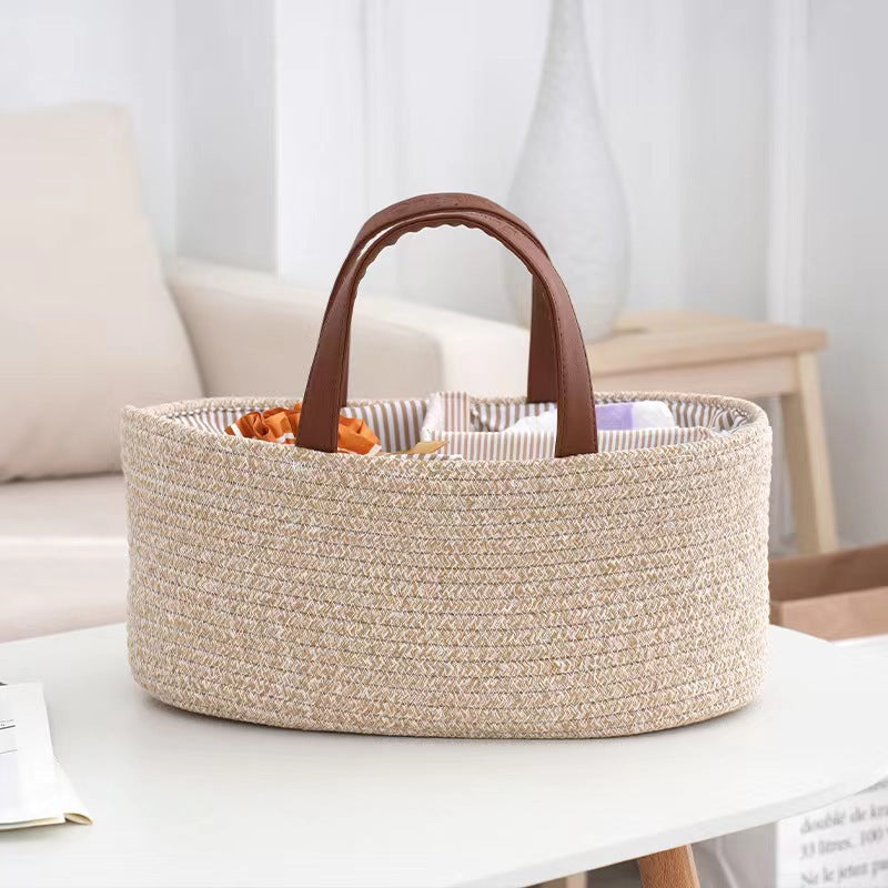 Eco-Cotton Rope Diaper Caddy & Nursery Storage Basket