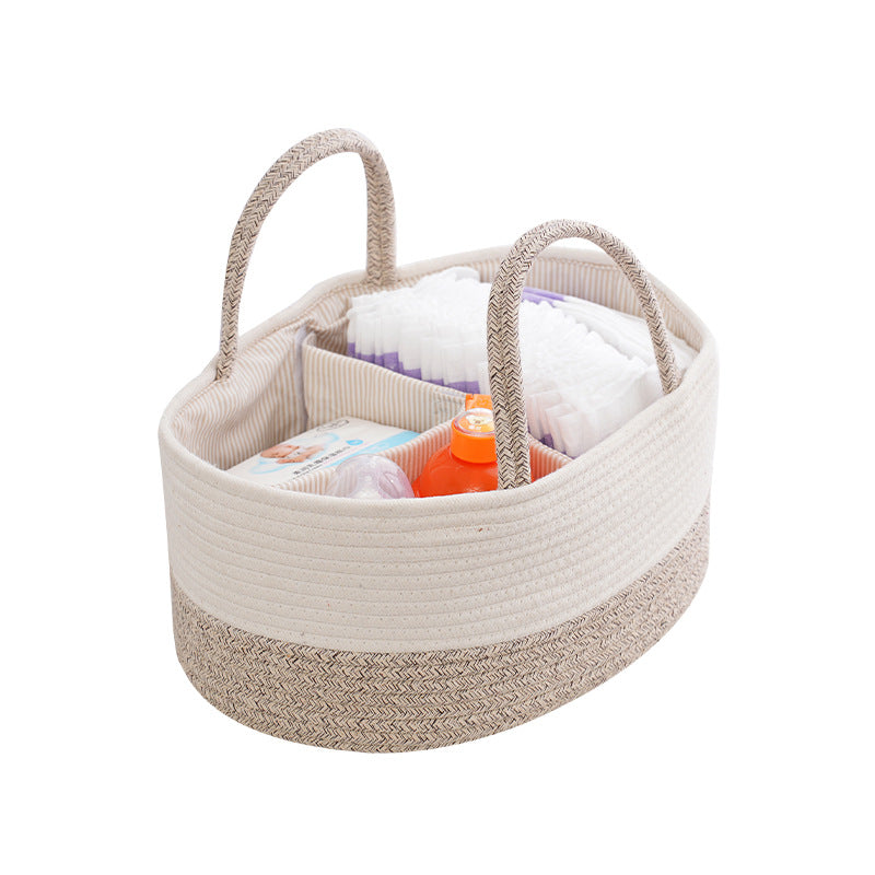 Eco-Cotton Rope Diaper Caddy & Nursery Storage Basket