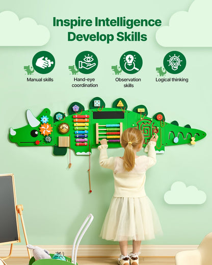 Giant 5-Piece Dinosaur Sensory Wall – 11-in-1 Montessori Activity Center
