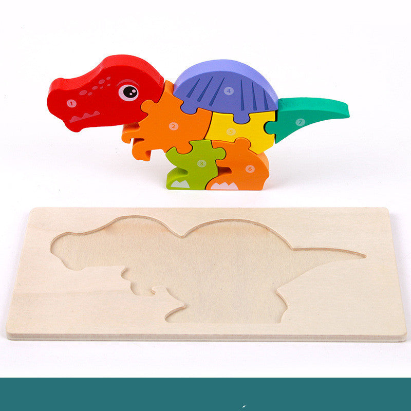 3D Montessori Wooden Dinosaur Puzzle – Educational STEM Toy